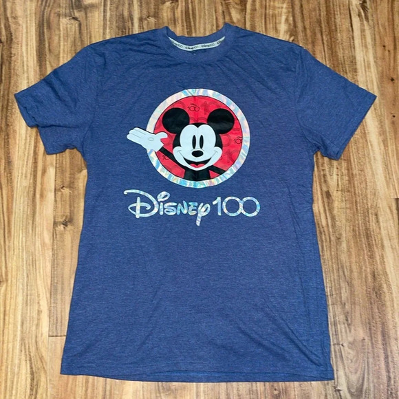 Disney Tops - Disney men’s womens large shirt tshirt short sleeve 100 year Mickey design blue
